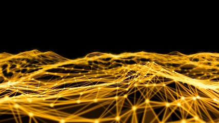 Blurry Global digital Network, abstract background.Wireframe of network communications. Digital concept of molecular polygonal shapes.