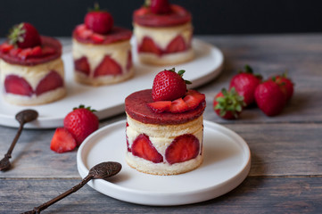 Strawberry fraisier cake
