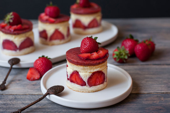 Strawberry fraisier cake