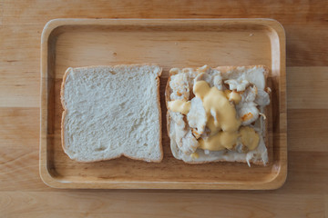 Fototapeta na wymiar Sandwich set of chicken and cheese.