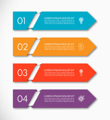Obraz premium Business infographic arrow template with 4 options. Can be used for diagram, graph, chart, report, web design. Vector illustration