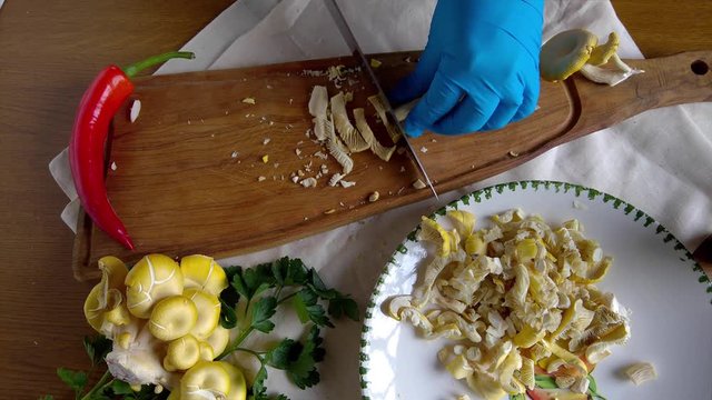 Preparing Golden Oyster Mushrooms