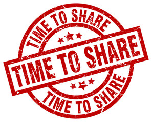 time to share round red grunge stamp