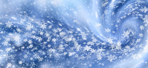 Christmas background with snowfall and snowflakes