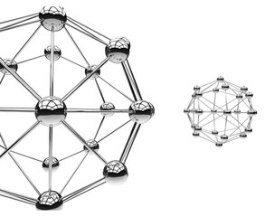 Connection of metal balls. Molecules.  3D illustration