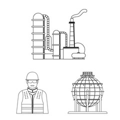 Vector illustration of oil and gas logo. Collection of oil and petrol stock symbol for web.