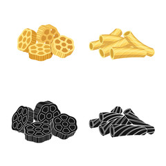 Vector design of pasta and carbohydrate logo. Set of pasta and macaroni vector icon for stock.