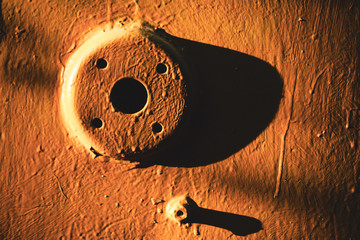 Metal painted part of unidentified old engine