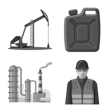 Vector design of oil and gas sign. Set of oil and petrol stock vector illustration.