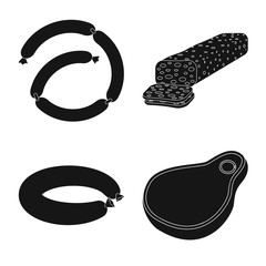 Vector design of meat and ham sign. Collection of meat and cooking stock vector illustration.