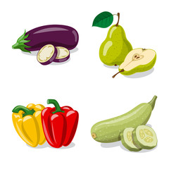 Isolated object of vegetable and fruit logo. Collection of vegetable and vegetarian stock symbol for web.