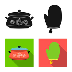 Vector design of kitchen and cook logo. Set of kitchen and appliance stock symbol for web.