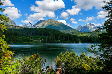 Fototapeta na wymiar Strbske pleso lake in National Park of High Tatras
