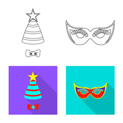 Vector design of party and birthday sign. Collection of party and celebration stock vector illustration.