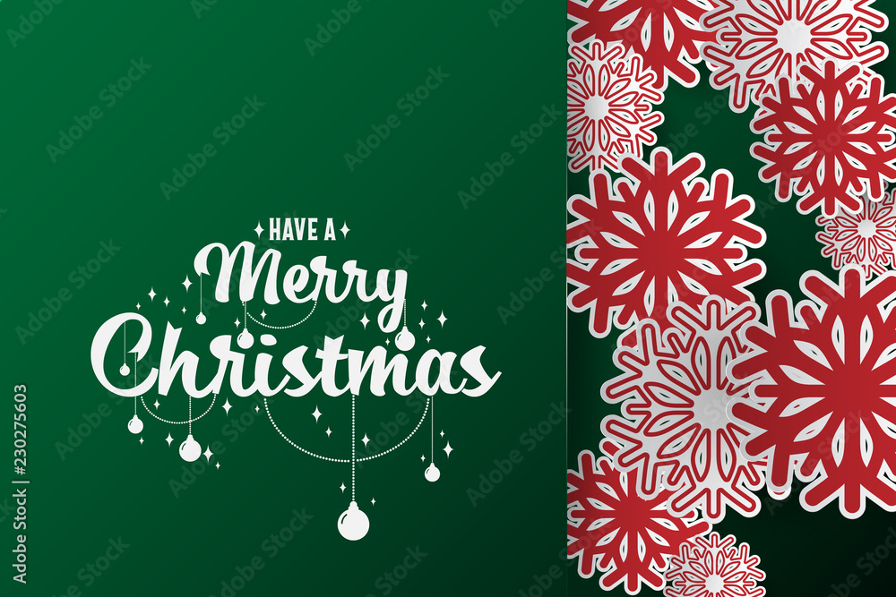 Poster colours paper cut of vector snowflake on gradient colours ornate background with merry christmas pha