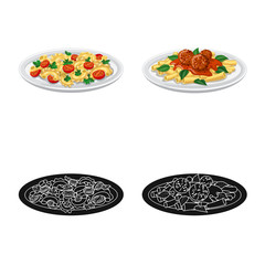 Vector illustration of pasta and carbohydrate icon. Collection of pasta and macaroni stock vector illustration.