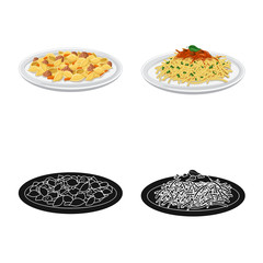 Isolated object of pasta and carbohydrate logo. Collection of pasta and macaroni stock vector illustration.