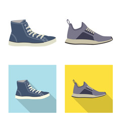 Vector illustration of shoe and footwear sign. Collection of shoe and foot stock vector illustration.
