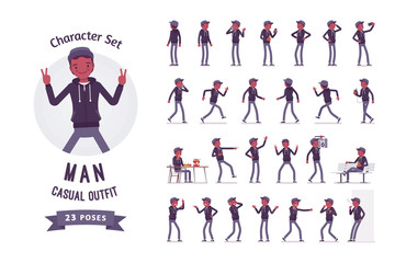 Young black man ready-to-use character set