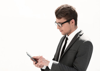 close up.businessman using his smartphone