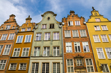 Fototapeta na wymiar Facade of beautiful typical colorful buildings, Gdansk, Poland