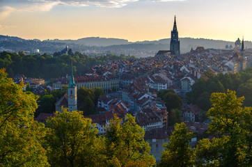 Panoramic view of historic city center Bern, Switzerland - obrazy, fototapety, plakaty