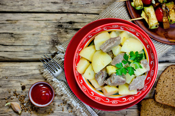 Potato meat goulash, meat stewed with potatoes