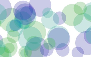 Multicolored translucent circles on a white background. Green tones. 3D illustration