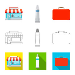 Vector illustration of pharmacy and hospital sign. Set of pharmacy and business stock vector illustration.