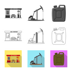 Vector illustration of oil and gas sign. Collection of oil and petrol stock symbol for web.