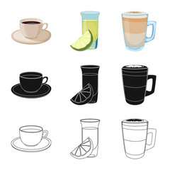 Isolated object of drink and bar logo. Collection of drink and party stock vector illustration.