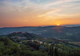 Fototapeta premium Todi (Umbria, Italy) - The suggestive medieval town of Umbria region, in a summer evening. Here a view from historic center.