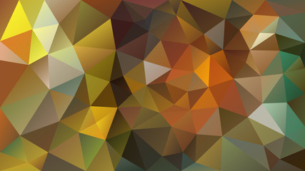 vector abstract irregular polygonal background - triangle low poly pattern - autumnal fall color brown, green, khaki, orange, rusty and yellow
