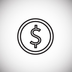 Dollar coin thin line on white background icon