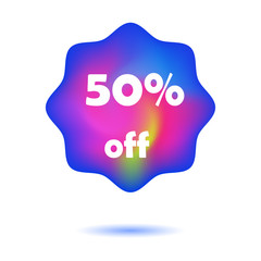 Trendy Sale tags. Template banner with colorful gradient flowing texture. Minimal design sales, discounts.