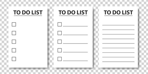 Vector set of realistic isolated To Do List for template decoration and layout covering on the transparent background.