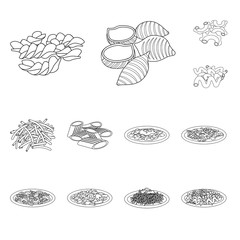 Vector illustration of pasta and carbohydrate logo. Collection of pasta and macaroni stock vector illustration.