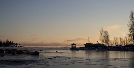 Fototapeta premium winter landscape by the sea