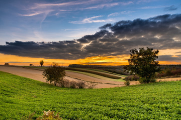 A beautiful sunset over the fields