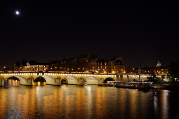 Paris, France - October 21, 2018: Pont neuf bridge by night in Paris