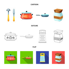 Isolated object of kitchen and cook symbol. Collection of kitchen and appliance stock symbol for web.