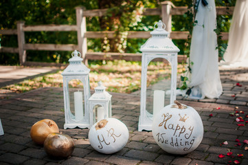 White pumpkins on the wedding