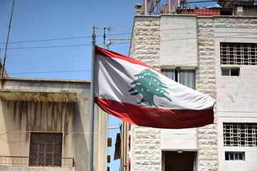 Lebanese Flag Flying in Jounieh, Lebanon