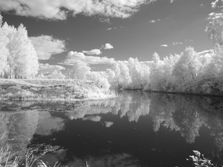 Infra red photo. Another vision. Russia, Ural, Perm Region