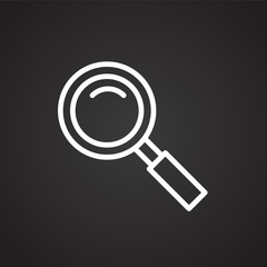 Magnifier thin line on black background icon