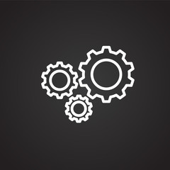 Social gears on black background icon