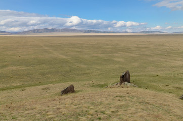 panoramic view of Kings Valley from the top of Maly Salbyksky Kurgan  Ust-Abakan district, Republic of Khakassia