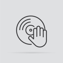 DJ icon in flat style isolated on grey background.