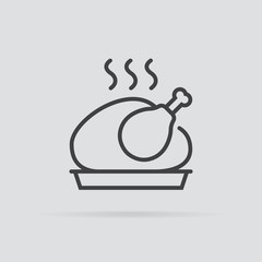 Hot chicken icon in flat style isolated on grey background.