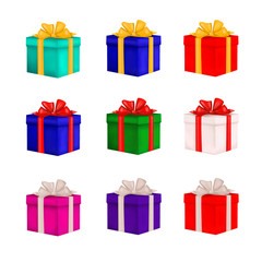 Hand drawen set of different gift boxes.